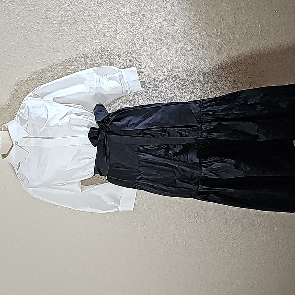 Rickie Freeman Fot Teri Jon Two Tone Bow Shirt Dress - Picture 3 of 11